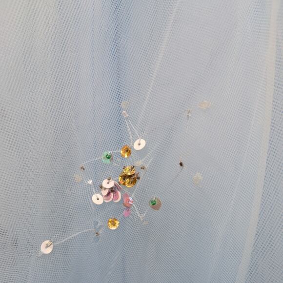 Vintage Prom Dress 2 Blue Maxi Ball Gown Y2K Fairy Princess Goth Corset Bead - Picture 13 of 16